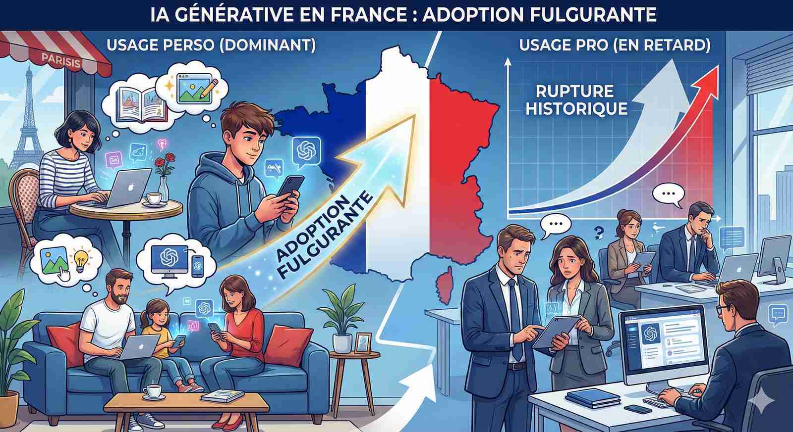 Adoption fulgurante de l’IA générative en France