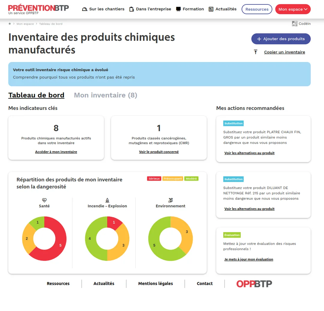 Tableau de bord OPPTBP